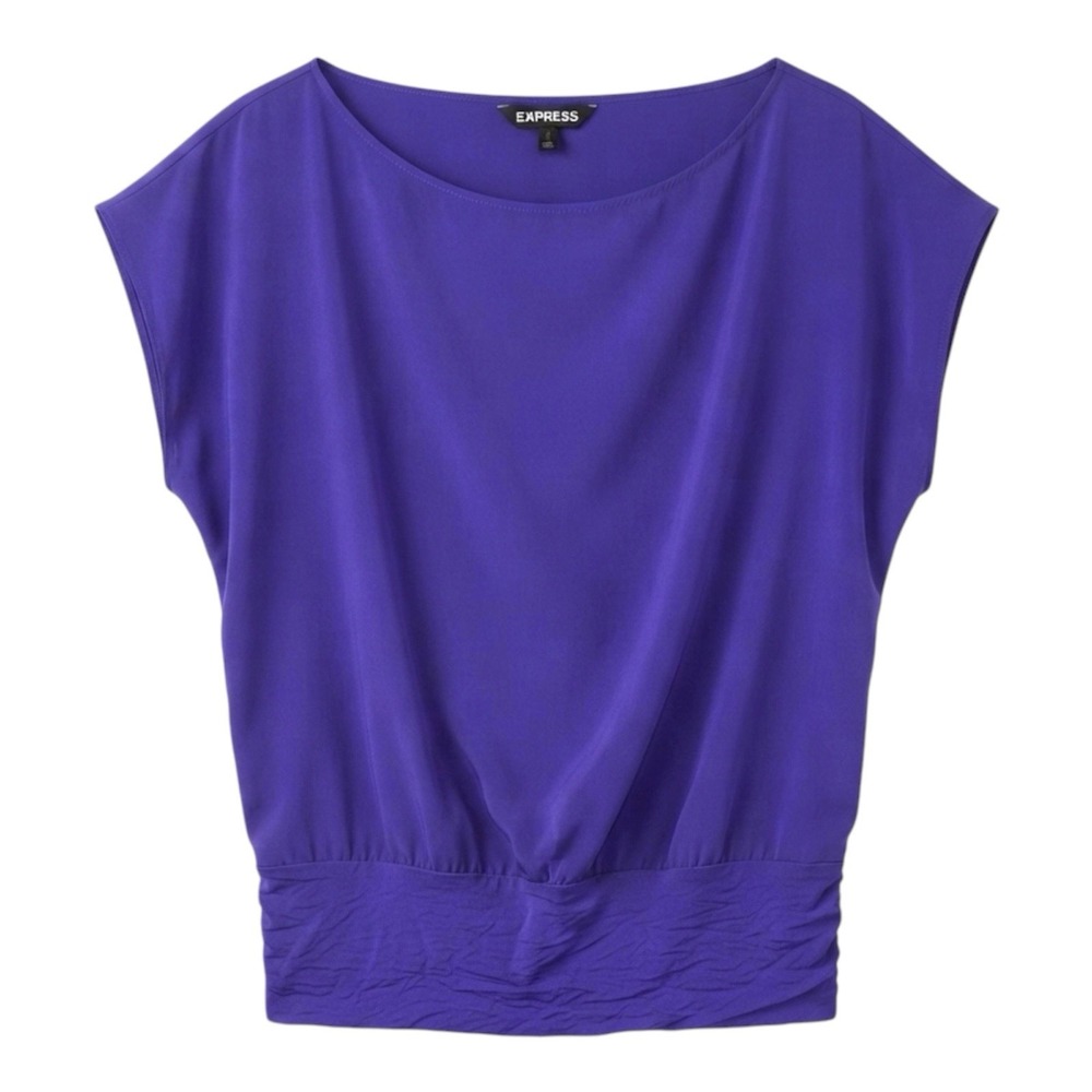 Womens Express Top Size S Purple Pull Over Sleeveless Waistband Round Neck